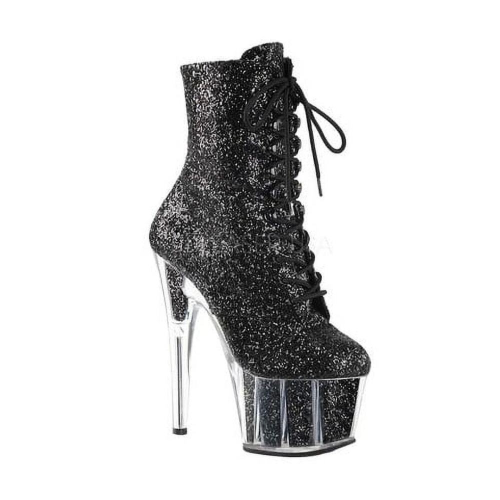 9 Pleaser Adore-1020G ankle boots black glitter 7-inch stiletto heel platform